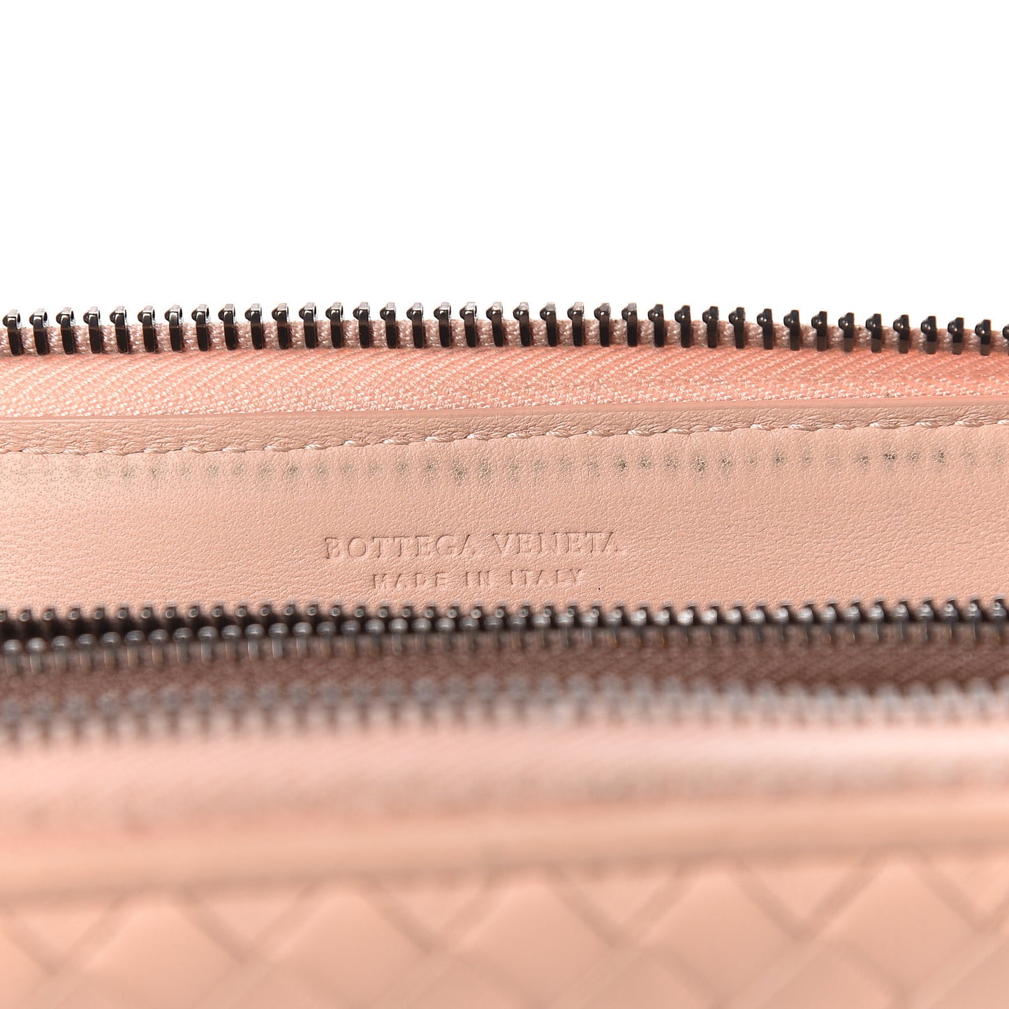 Nappa Intrecciato Zip Around Wallet Flamingo
