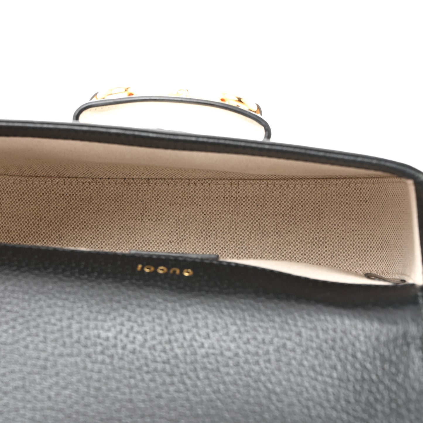 X ADIDAS Textured Dollar Calfskin Web Trefoil Mini Horsebit 1955 Shoulder Bag Black Off White