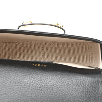 Gucci X ADIDAS Textured Dollar Calfskin Web Trefoil Mini Horsebit 1955 Shoulder Bag Black Off White 4 of 11