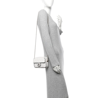 Chanel Lambskin Resin Quilted Chain Camera Bag White Black 2 of 10