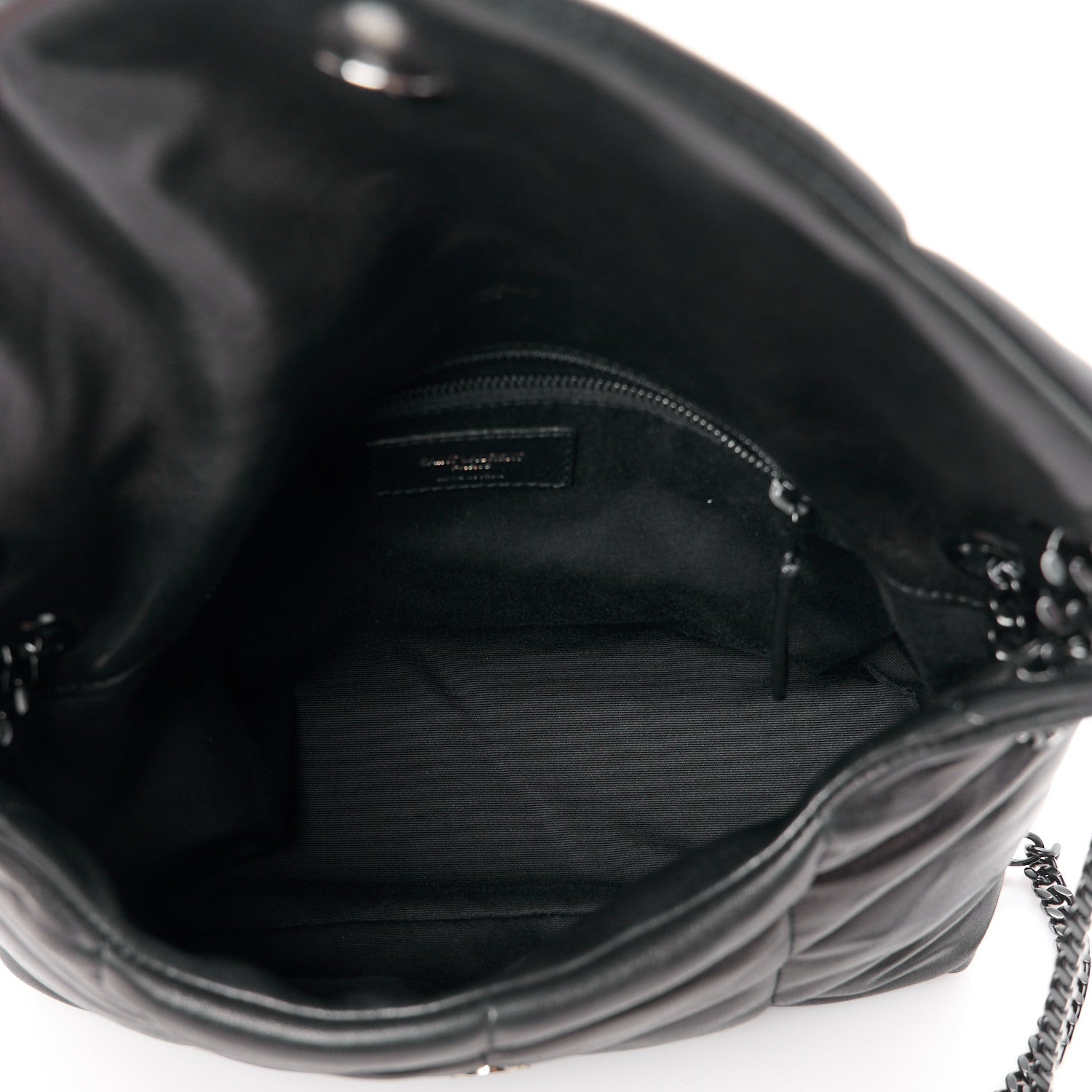 Saint Laurent Lambskin Quilted Monogram Monochrome Small Loulou Puffer Chain Satchel Black 5 of 11
