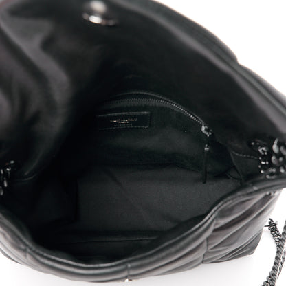 Saint Laurent Lambskin Quilted Monogram Monochrome Small Loulou Puffer Chain Satchel Black 5 of 11