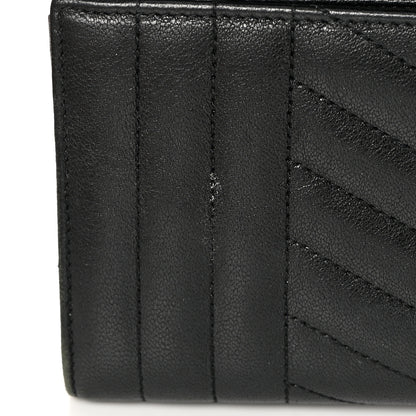 Saint Laurent Lambskin Mixed Matelasse Quilted Large Monogram Envelope Wallet Black 10 of 15