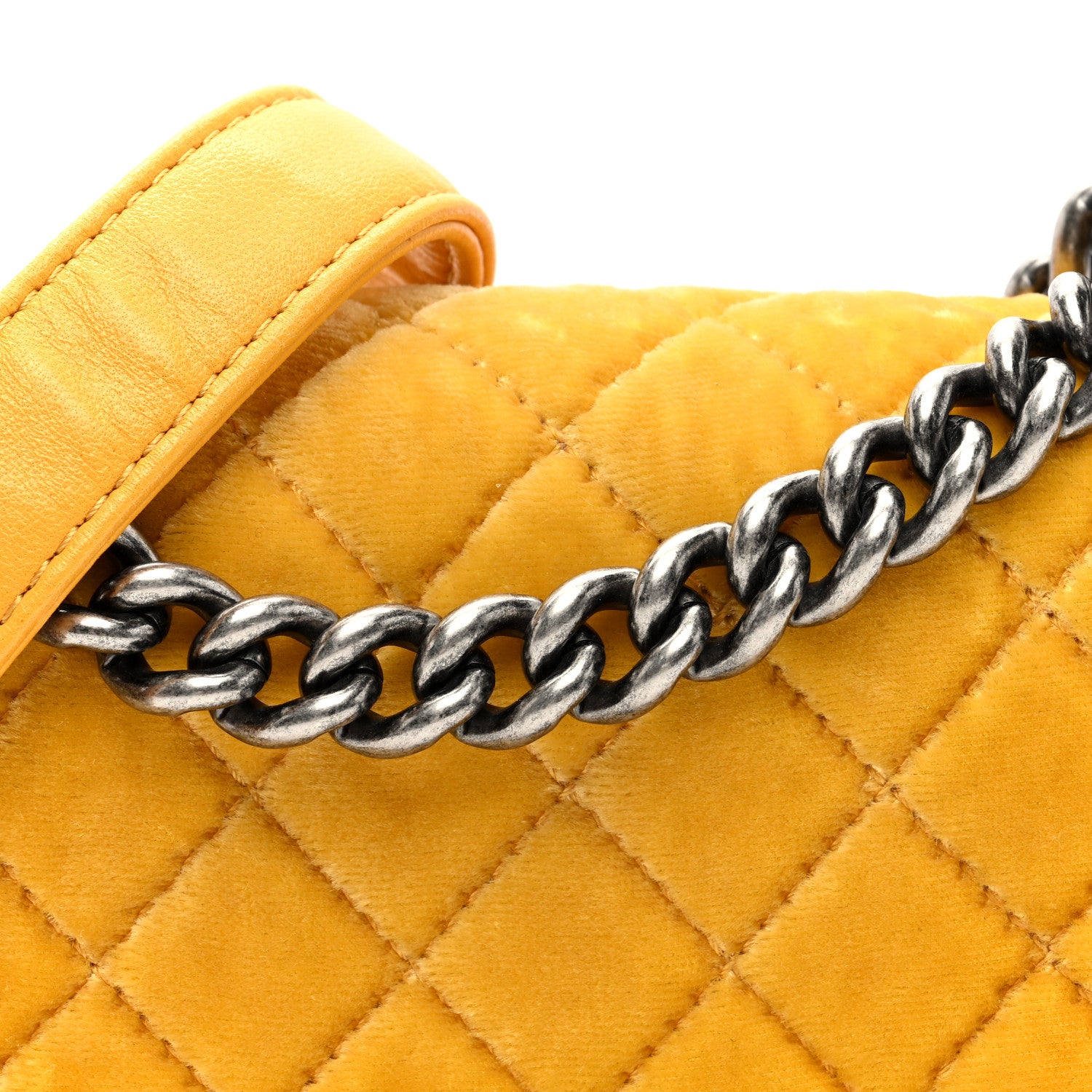 Chanel Velvet Quilted Mini Boy Flap Yellow 8 of 10