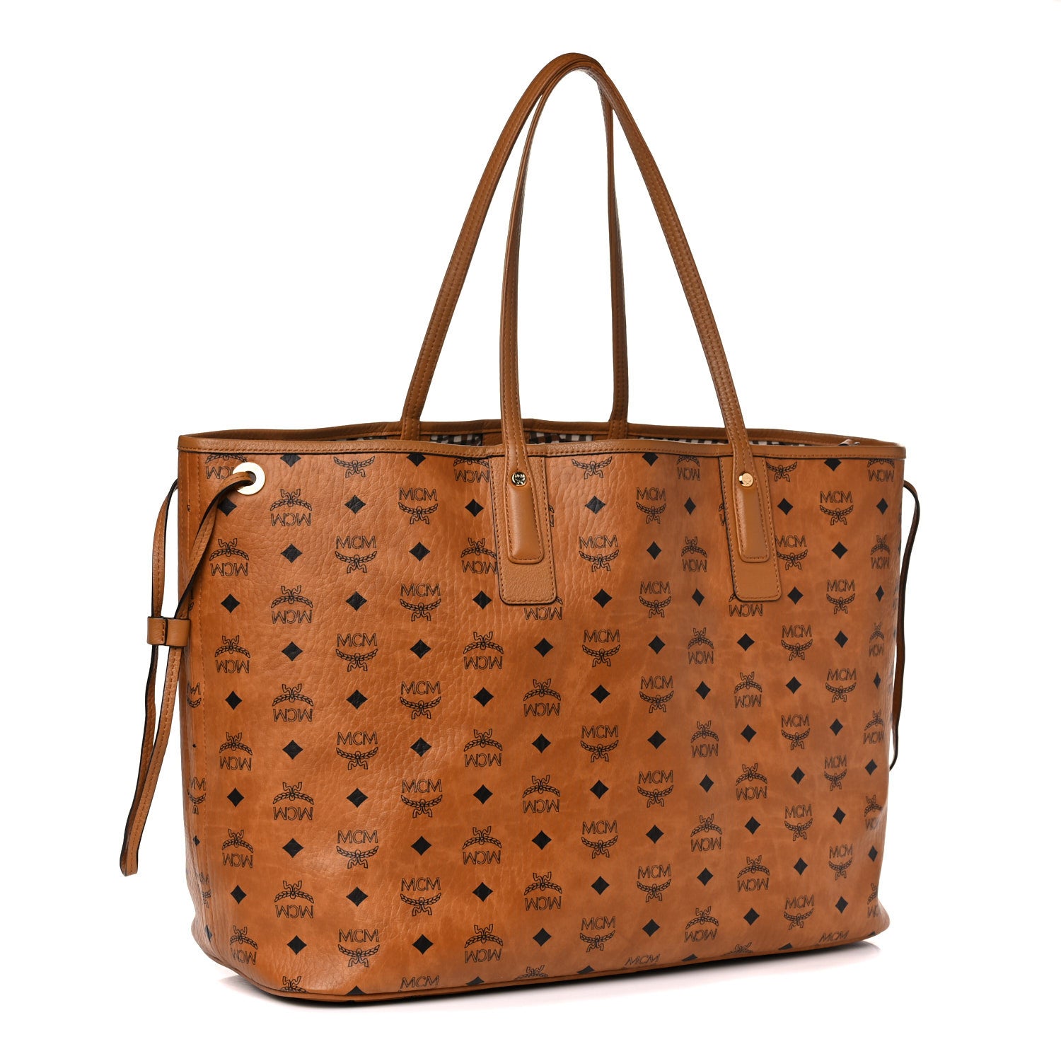 MCM Visetos Large Liz Reversible Shopper Tote Cognac 4 of 24