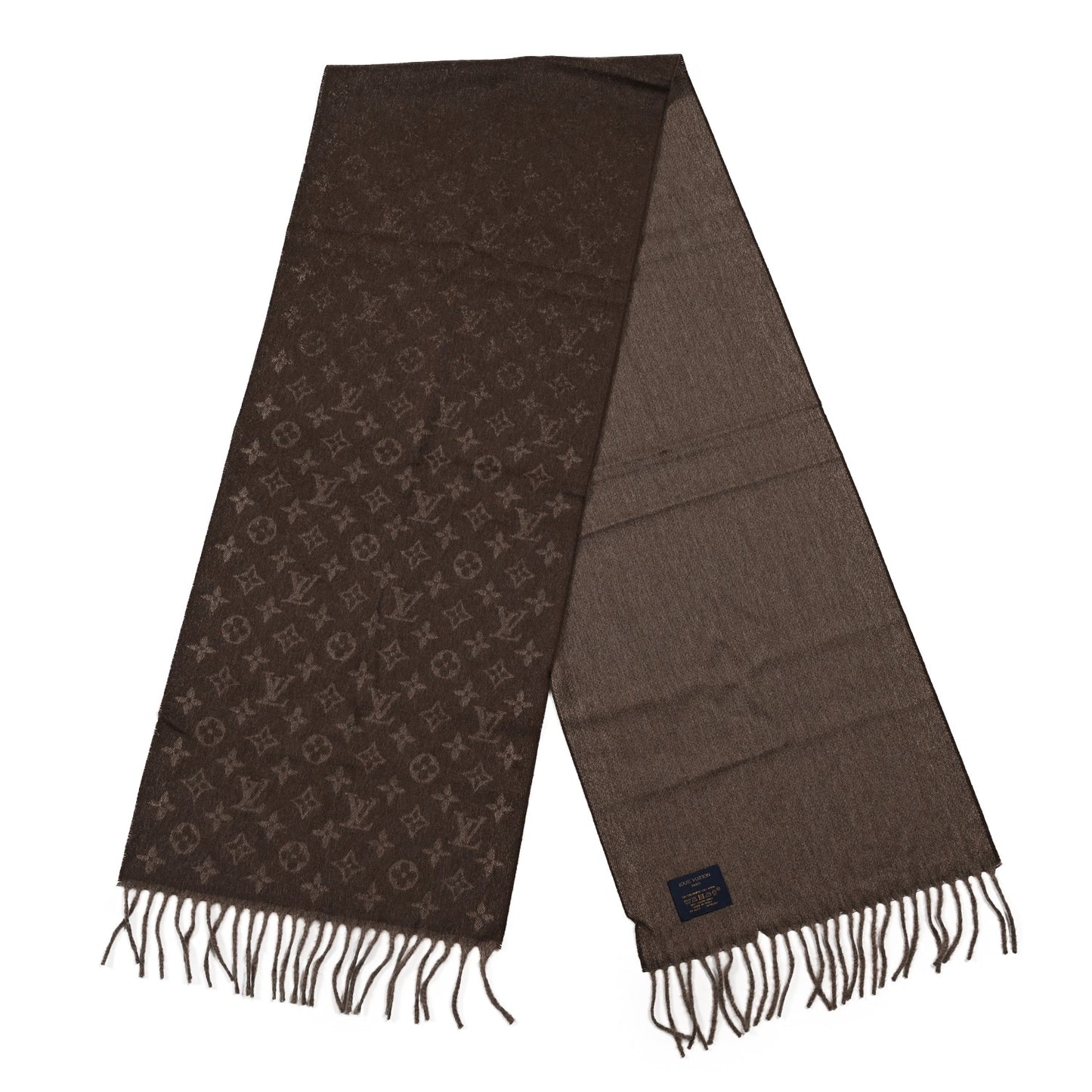 Cashmere Wool Monogram Gradient Scarf Noisette