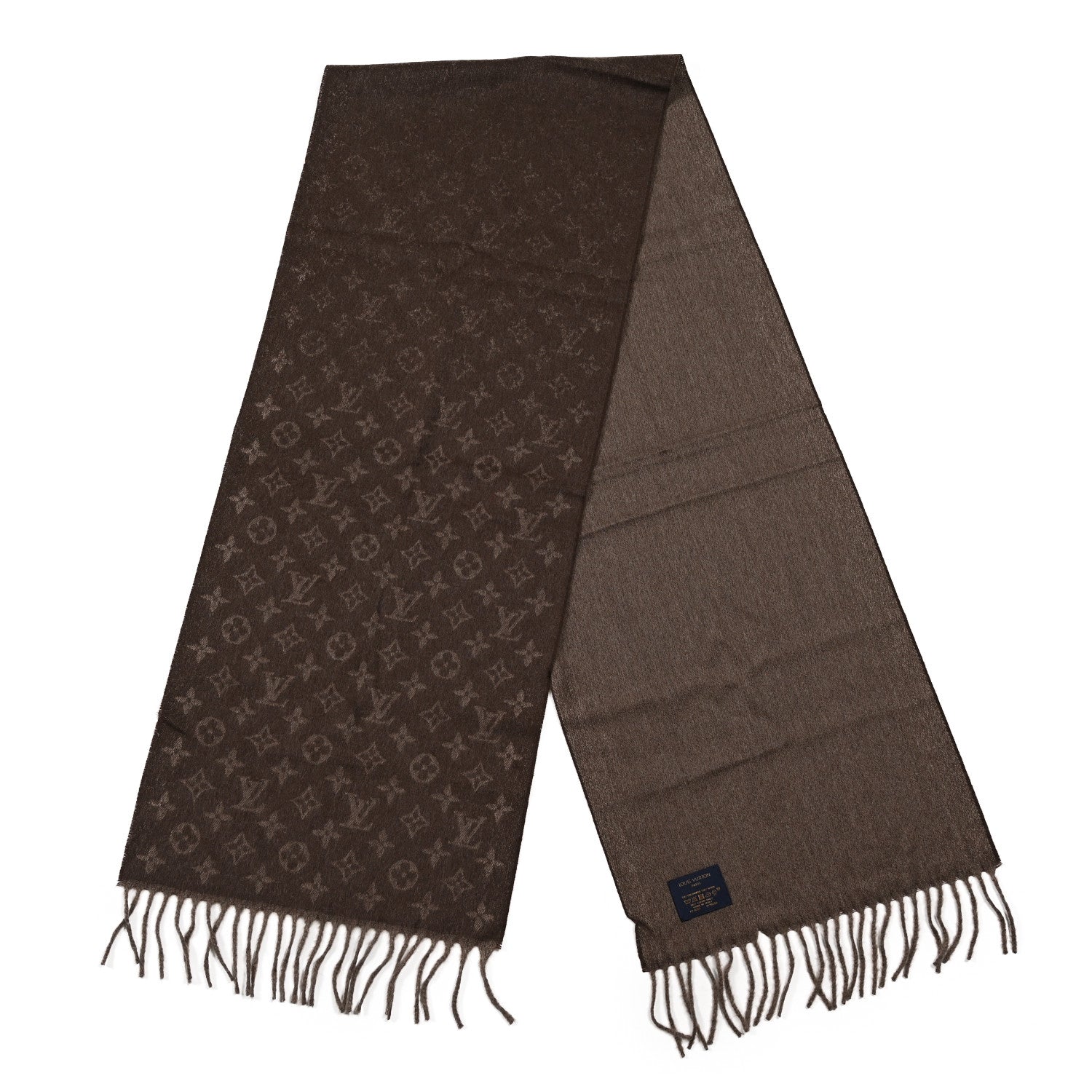 Louis Vuitton Cashmere Wool Monogram Gradient Scarf Noisette 2 of 3