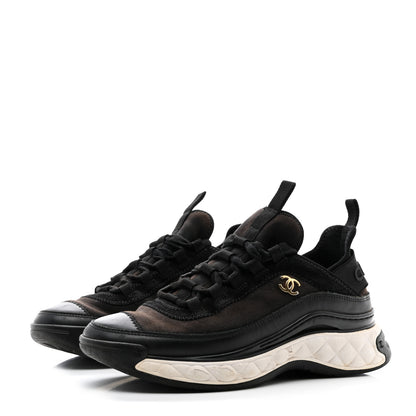 Chanel Velvet Calfskin Mixed Fibers CC Sneakers 37 Black 3 of 13