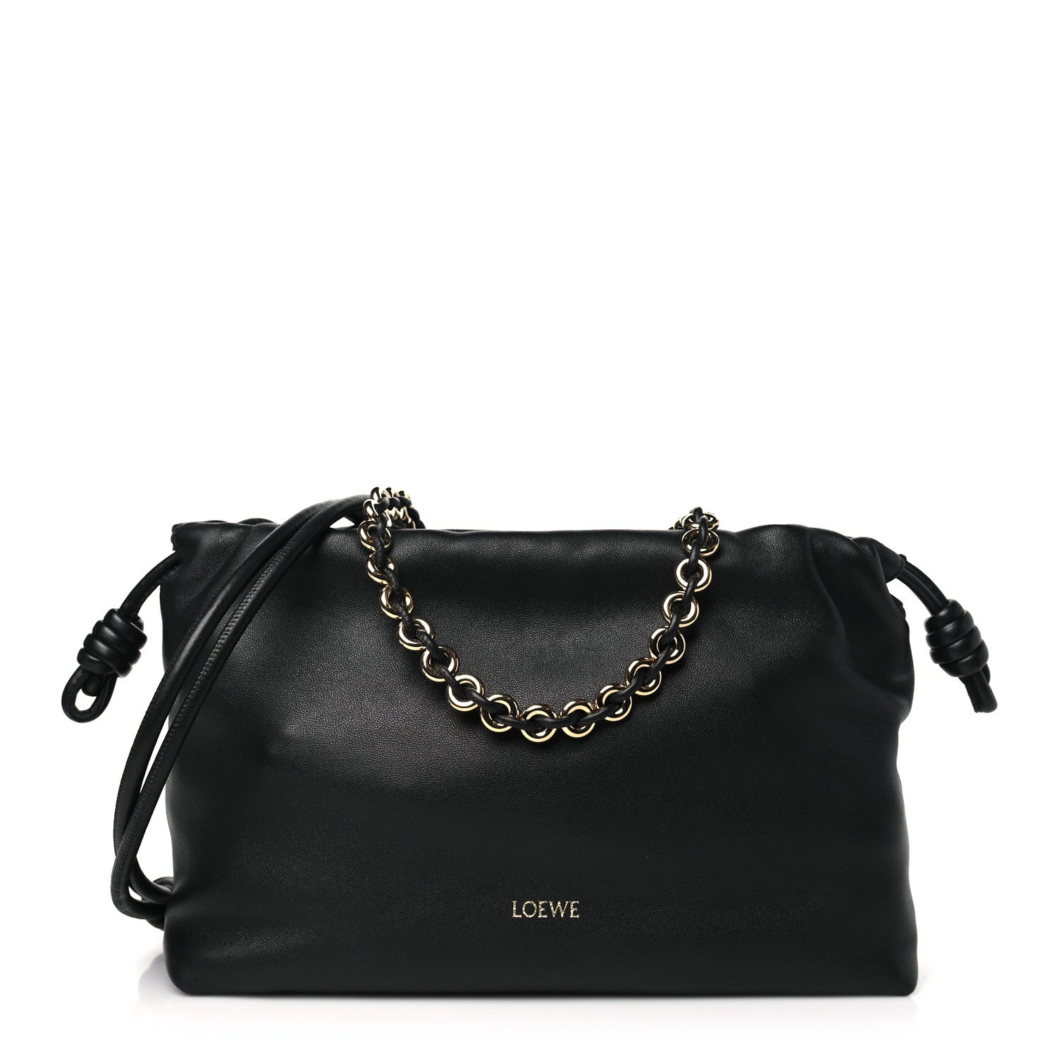 Loewe Mellow Nappa Donut Chain Flamenco Knot Clutch Black 1 of 10