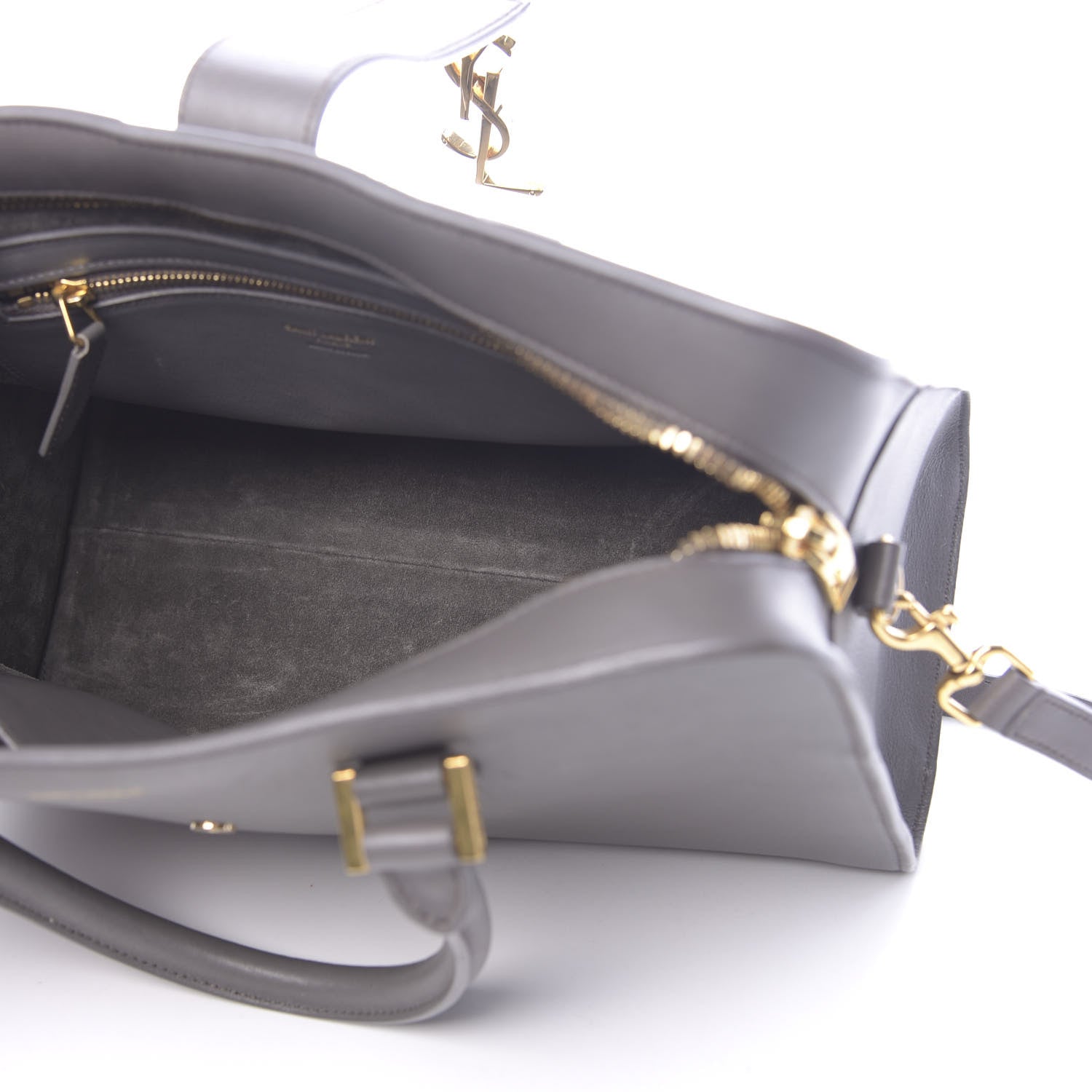 Saint Laurent Calfskin Small Monogram Cabas Grey 5 of 11