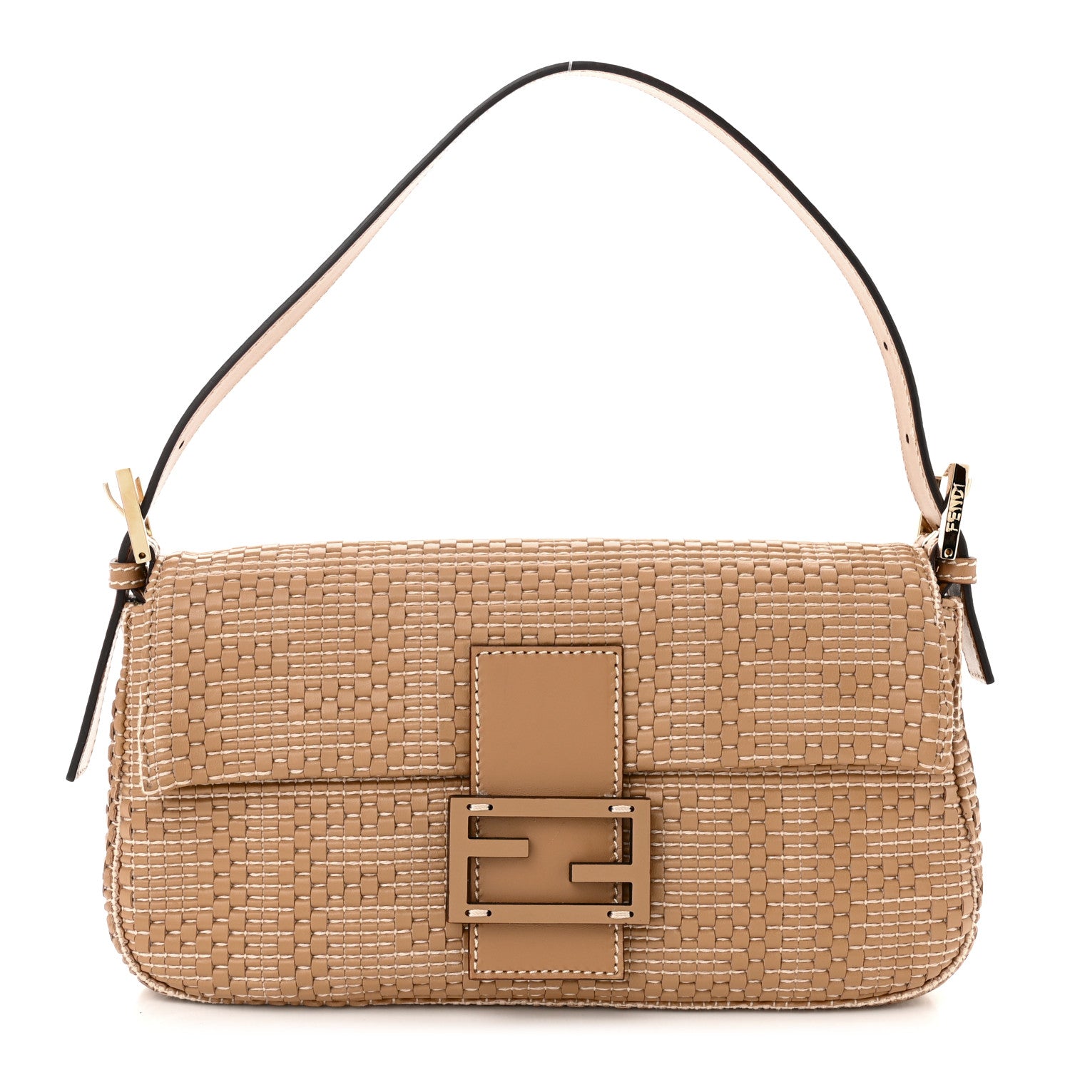 Fendi Calfskin Woven Baguette Cammelo Beige 1 of 10