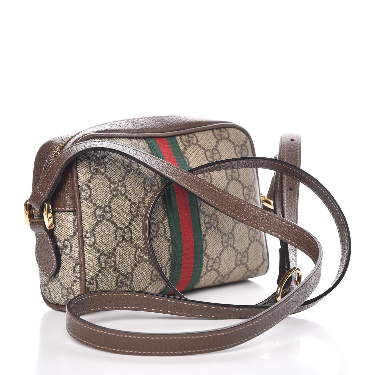Gucci GG Supreme Monogram Web Mini Ophidia Shoulder Bag Brown 3 of 12
