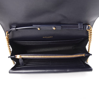 Saint Laurent Smooth Calfskin Monogram Sulpice Chain Wallet Marine 4 of 9