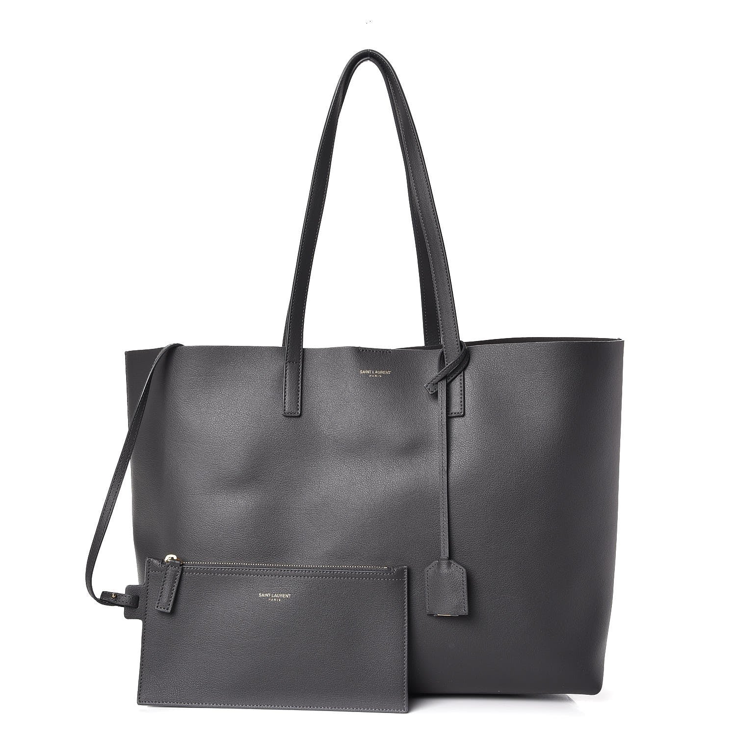 Saint Laurent Calfskin Large Shopping Tote Storm 1 of 8