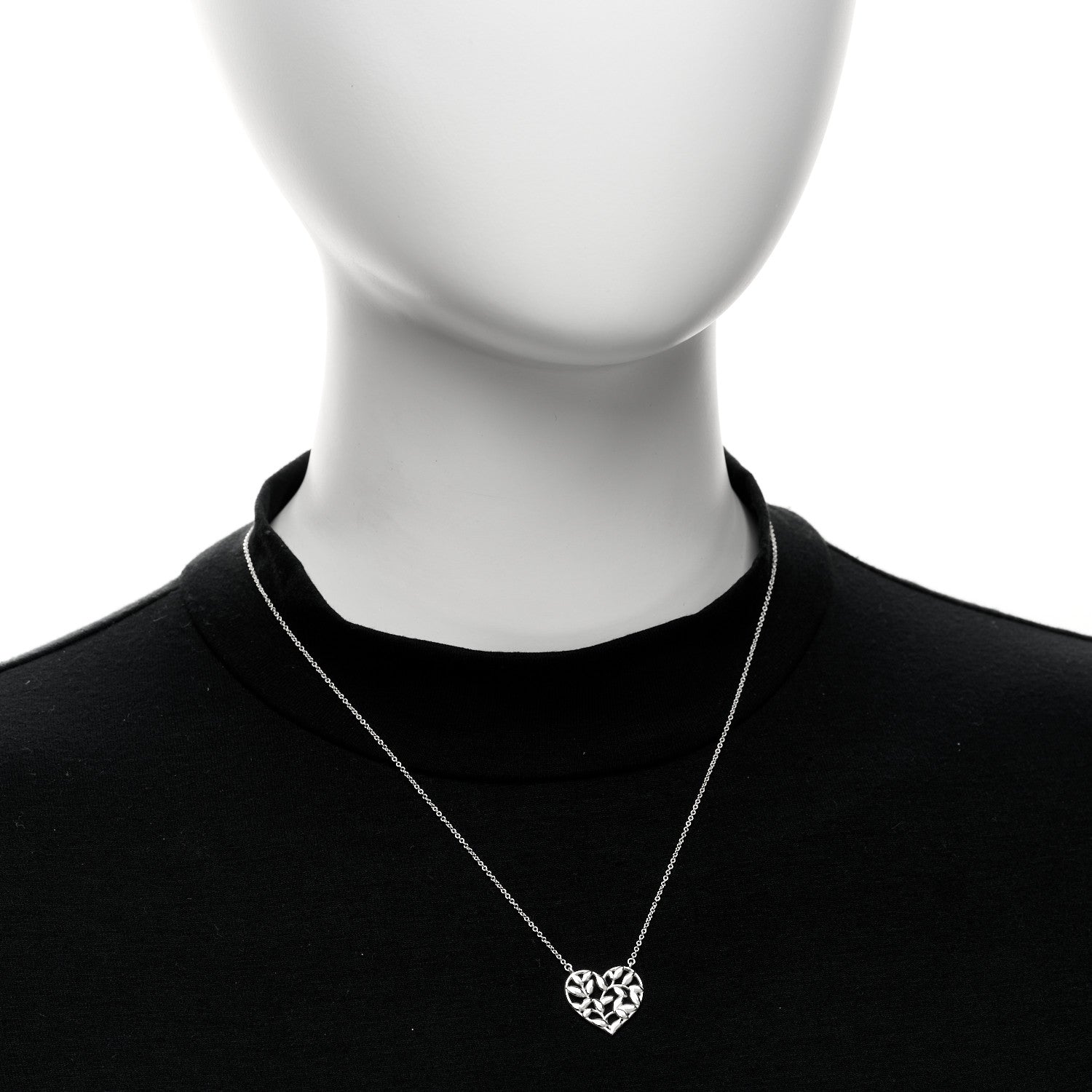 Tiffany Sterling Silver Paloma Picasso Olive Leaf Heart Pendant Necklace 2 of 5