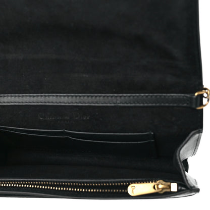 Christian Dior Calfskin Embossed Stars Wallet on Chain Black Gold 4 of 8