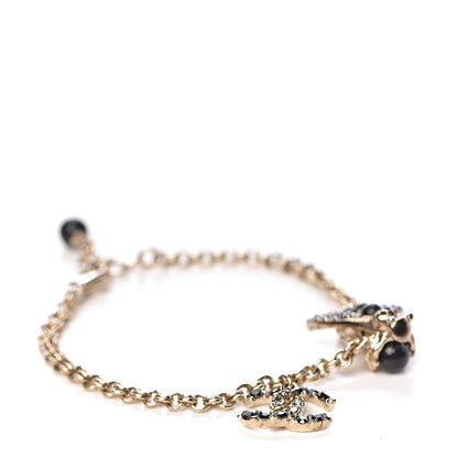 Chanel Crystal Chain Bee CC Charm Bracelet Gold Black 1 of 5