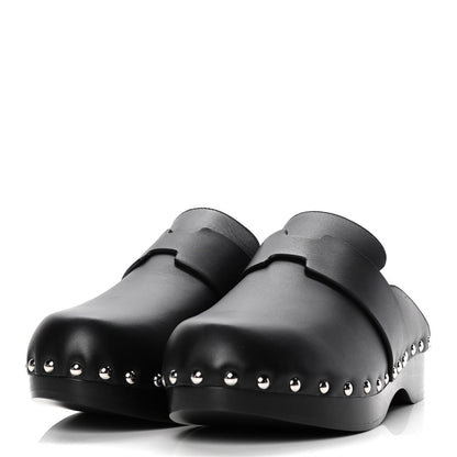 Hermes Calfskin Calya Mules 37 Black 3 of 10