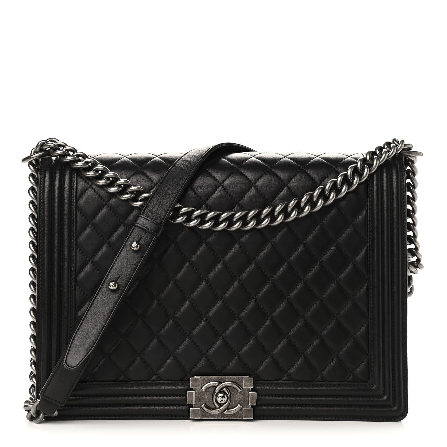 Chanel Lambskin Quilted Large Boy Flap Black 1 of 10