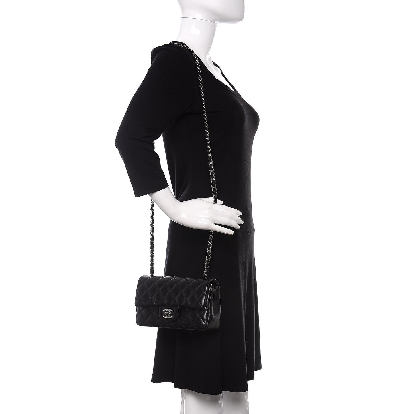 Lambskin Quilted Mini Rectangular Flap Black