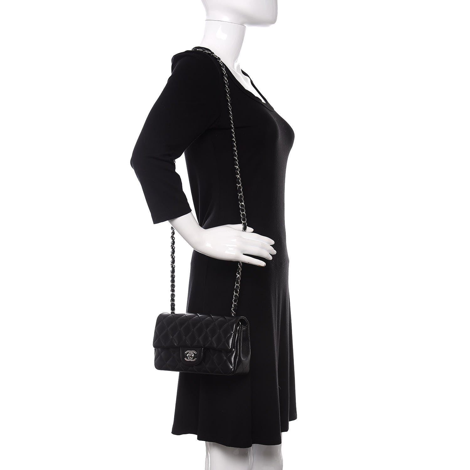 Chanel Lambskin Quilted Mini Rectangular Flap Black 2 of 11
