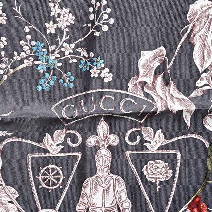 Gucci Silk Twill Wondergardenia Square Scarf Anthracite 3 of 6