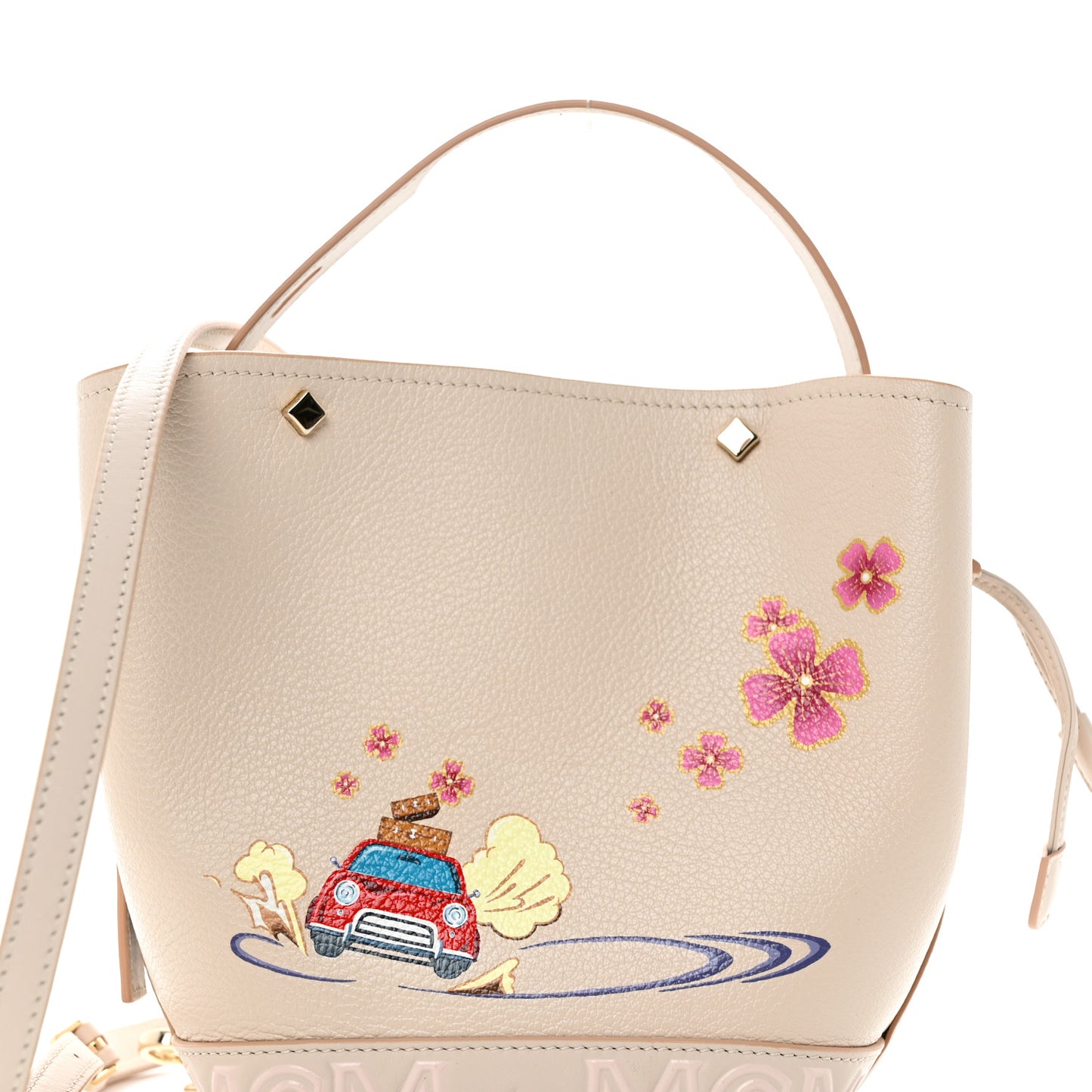 Goatskin Milano Hand Painted Flower Upcycling Mini Bag Pink