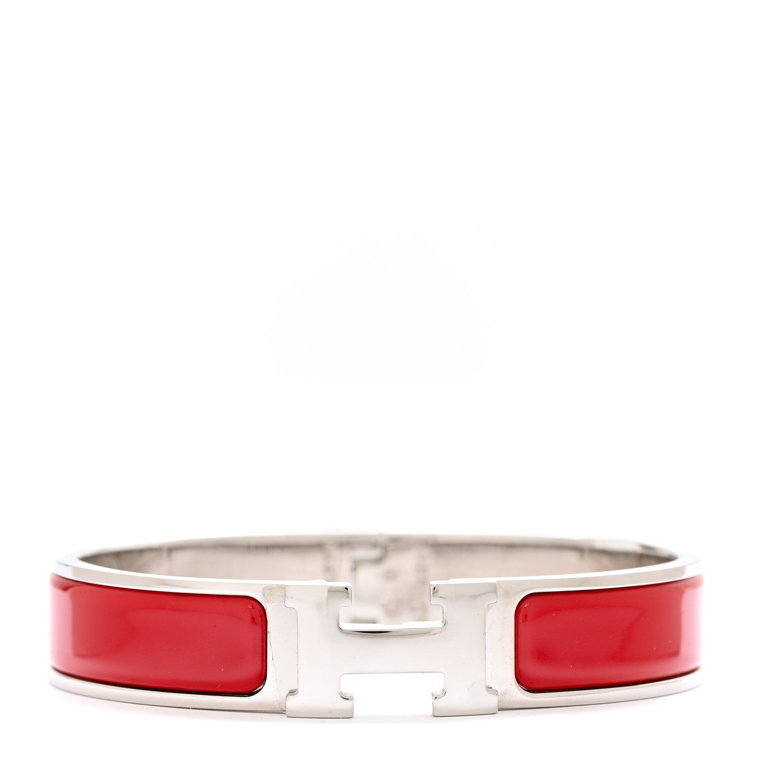 Hermes Enamel Narrow Clic Clac H Bracelet PM Rouge Amarante 1 of 5