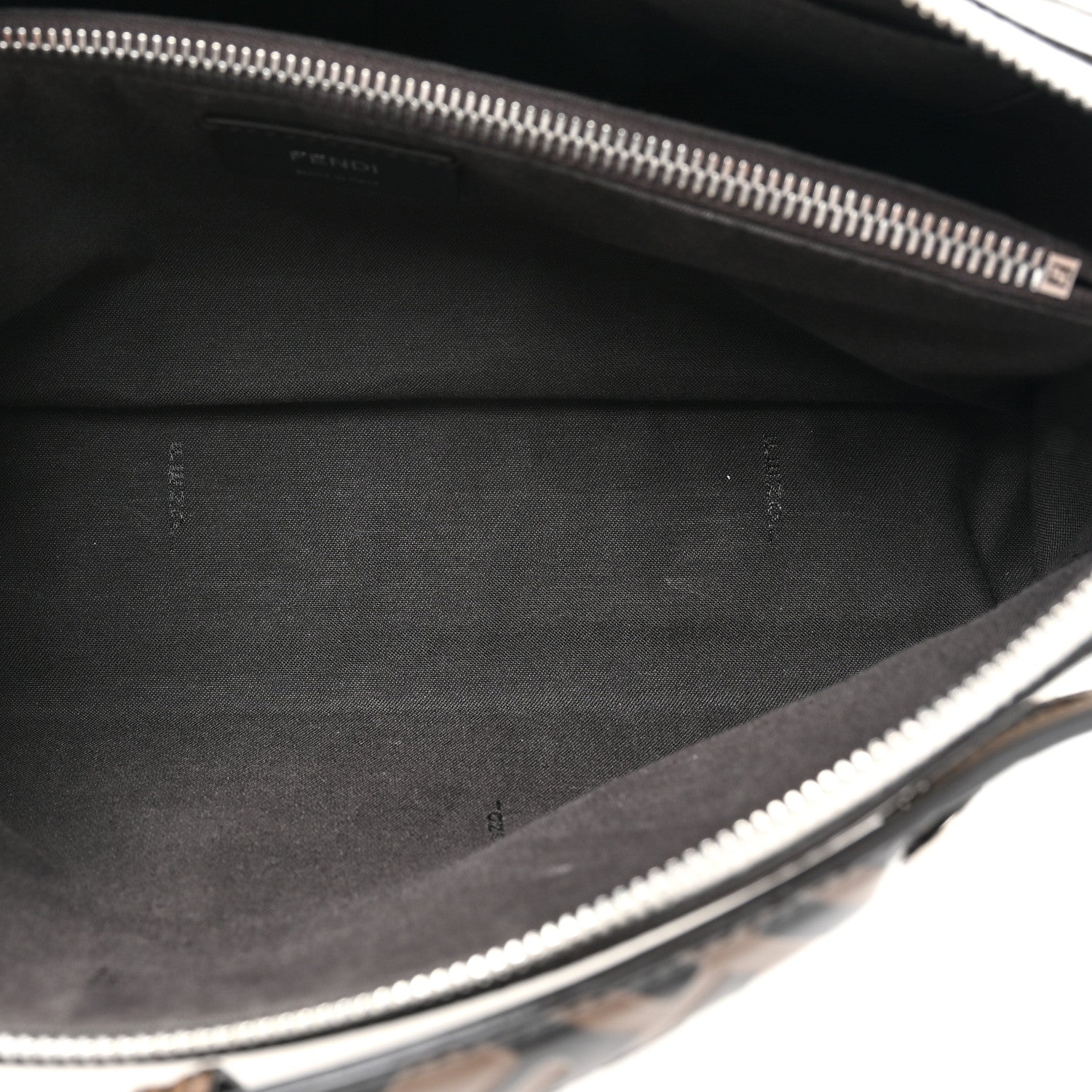 Fendi Vitello Dolce Bi-Color FF 1974 Embossed Medium By The Way Boston Bag White Ice Maya Black 7 of 16