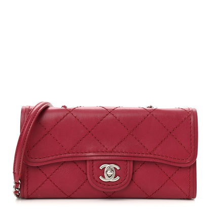 Chanel Calfskin Stitched Clutch Flap Red 1 of 10