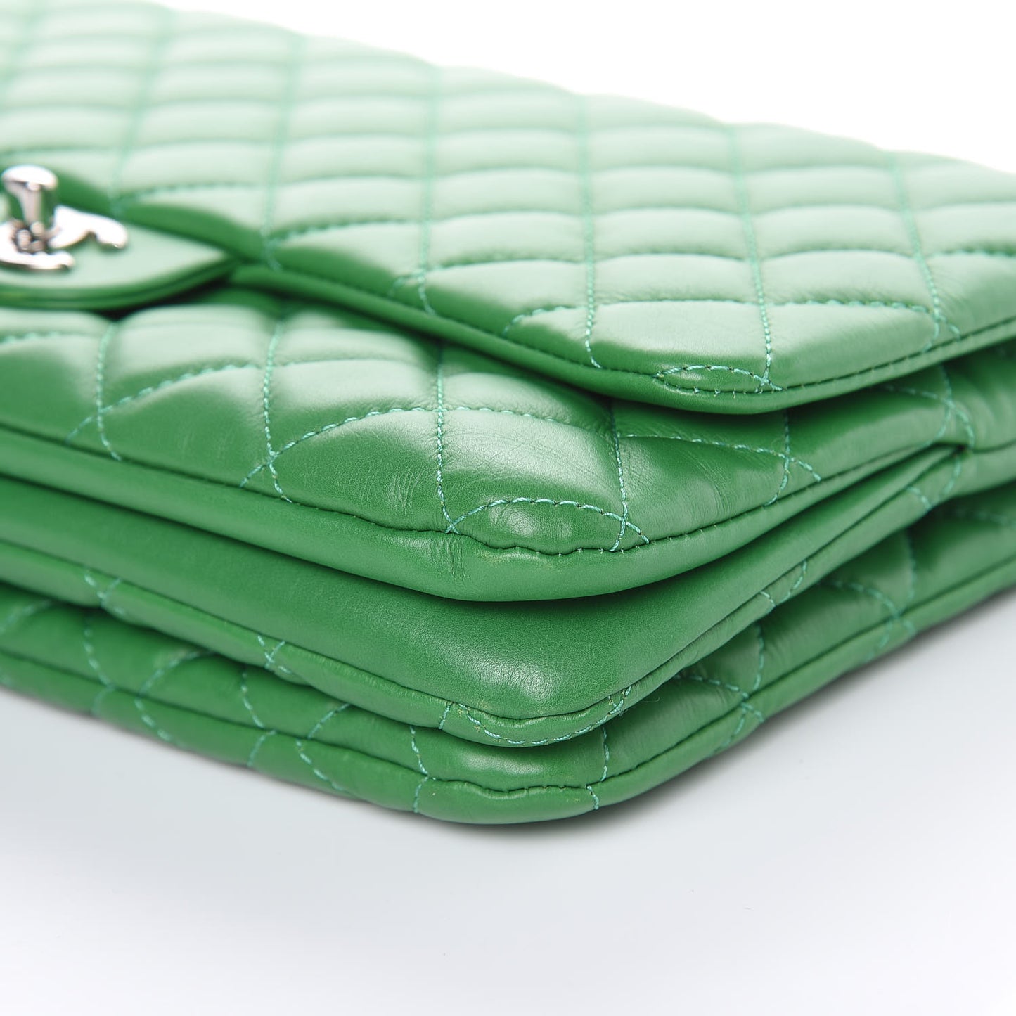 Calfskin Quilted Tender Touch Flap Bag Green