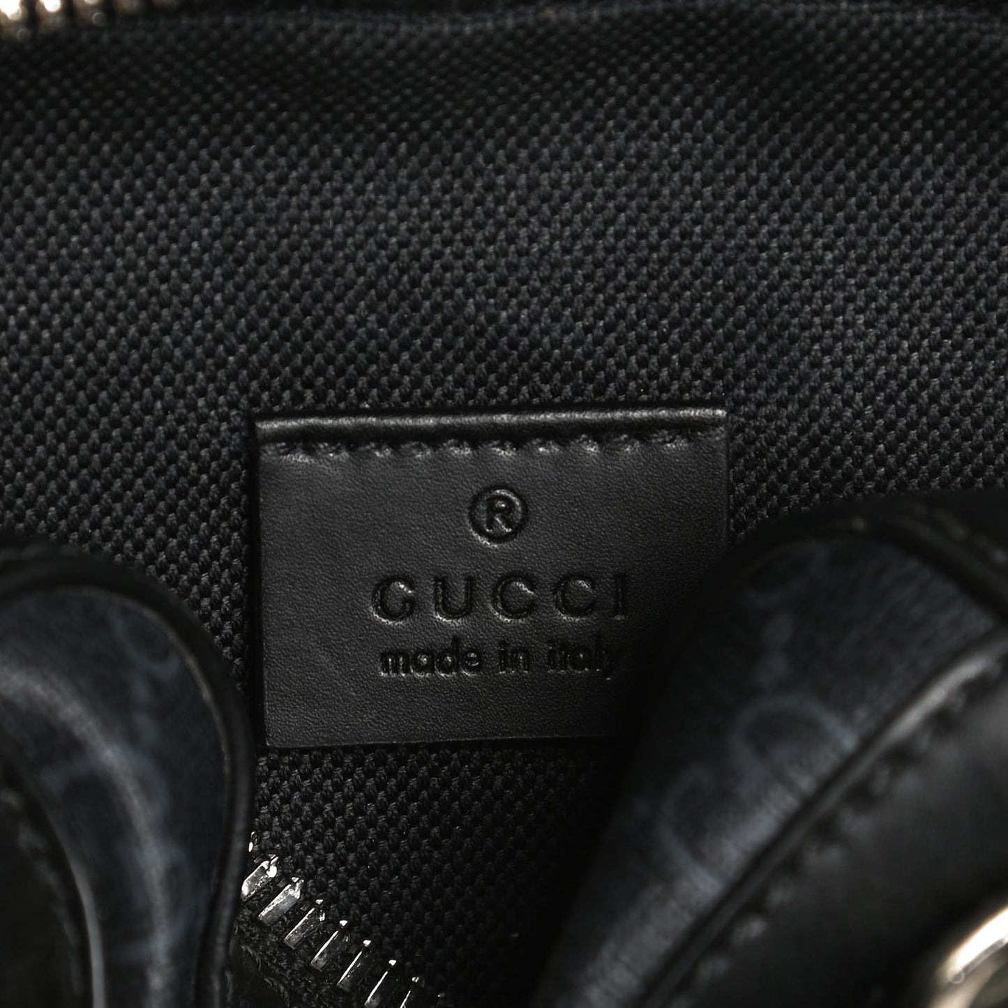 GG Supreme Monogram Appia Calfskin Web Small Camera Messenger Bag Black Grey