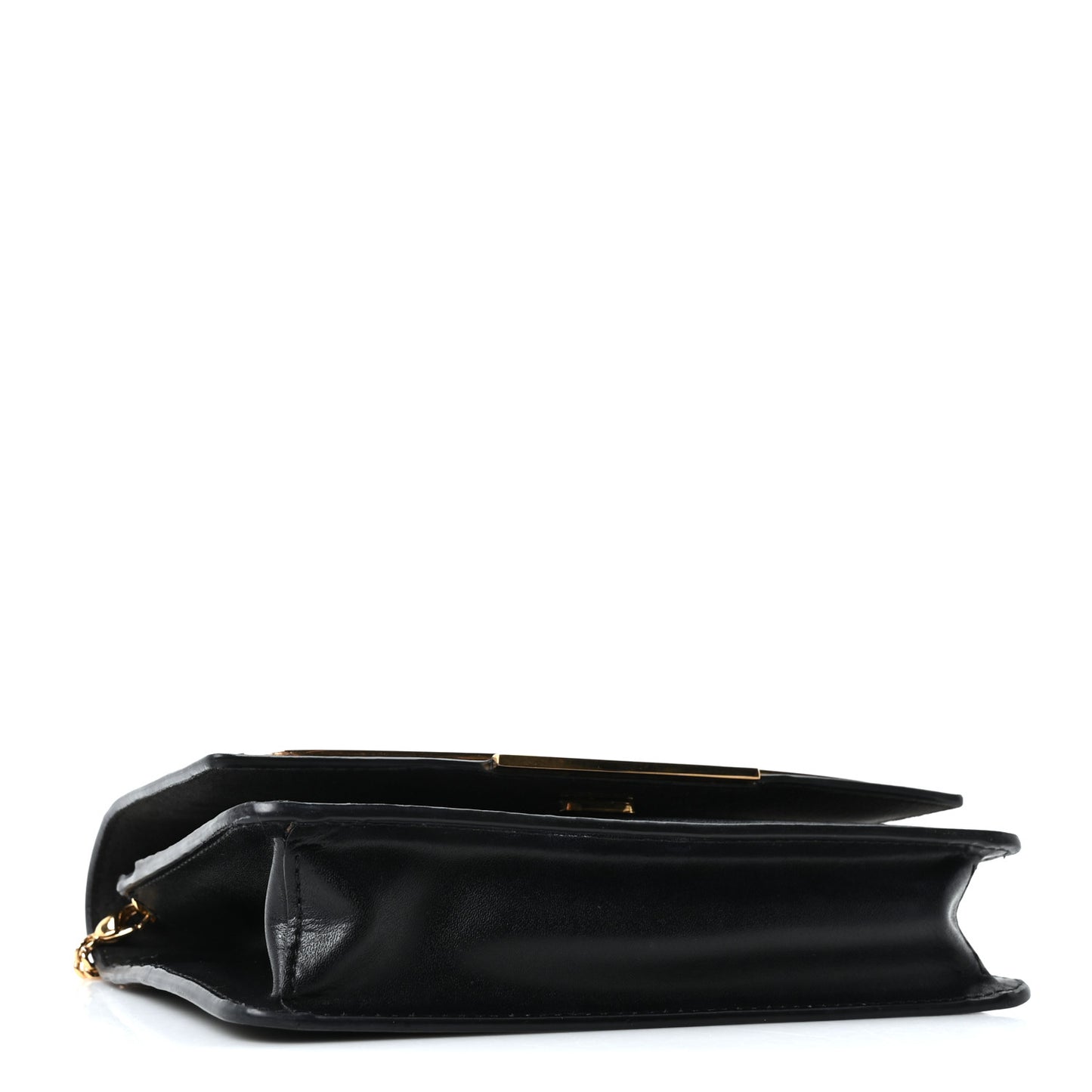 Vitello Liberty Lucido Metal Monster Eyes Tube Wallet on Chain Black
