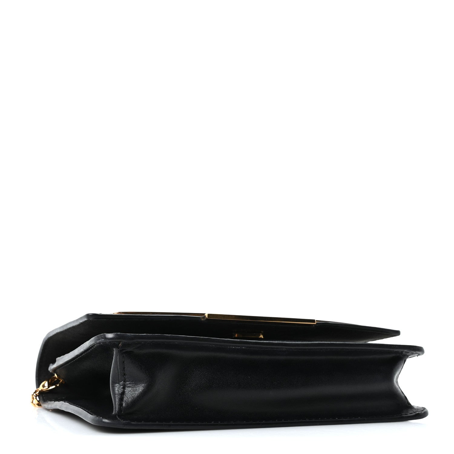 Fendi Vitello Liberty Lucido Metal Monster Eyes Tube Wallet on Chain Black 4 of 10