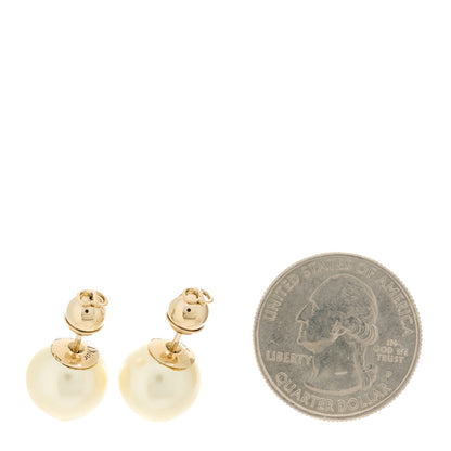 Christian Dior Pearl Logo Earrings Gold 2 of 4