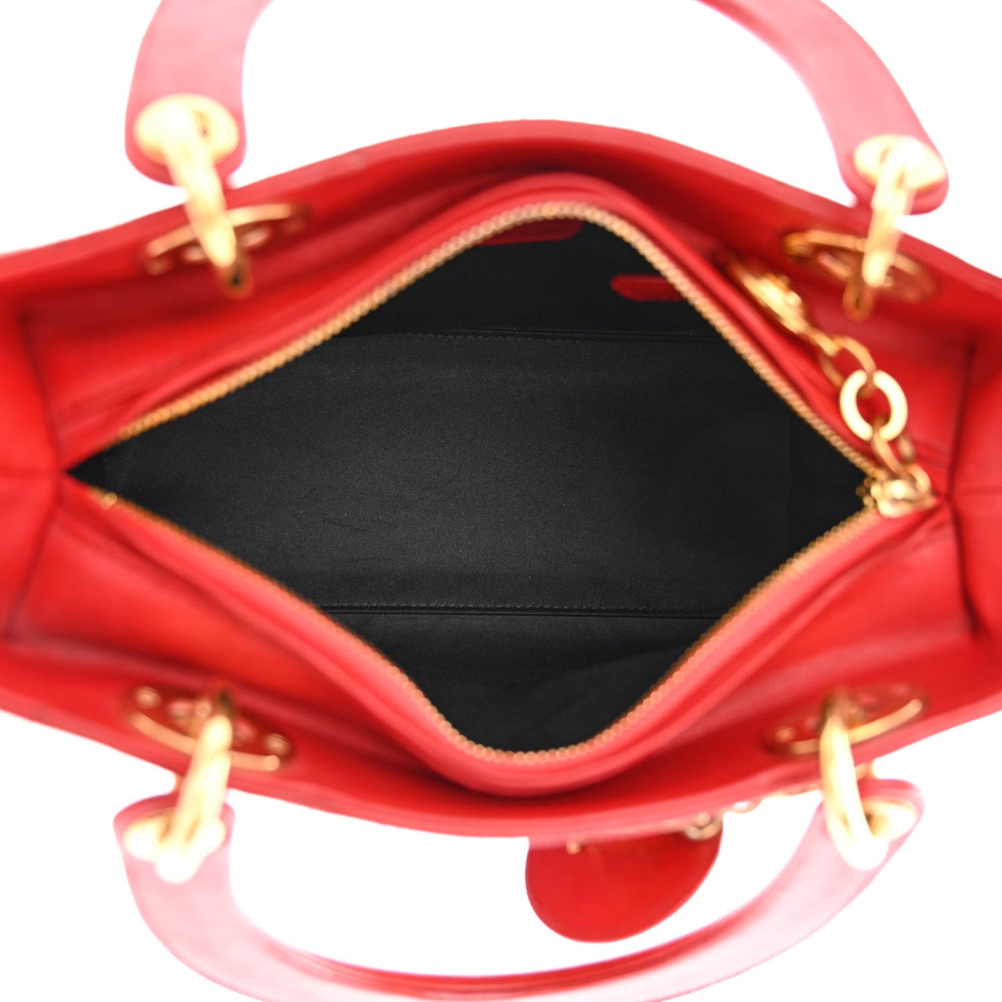 Calfskin Laser Cut Medium Lady Dior Red