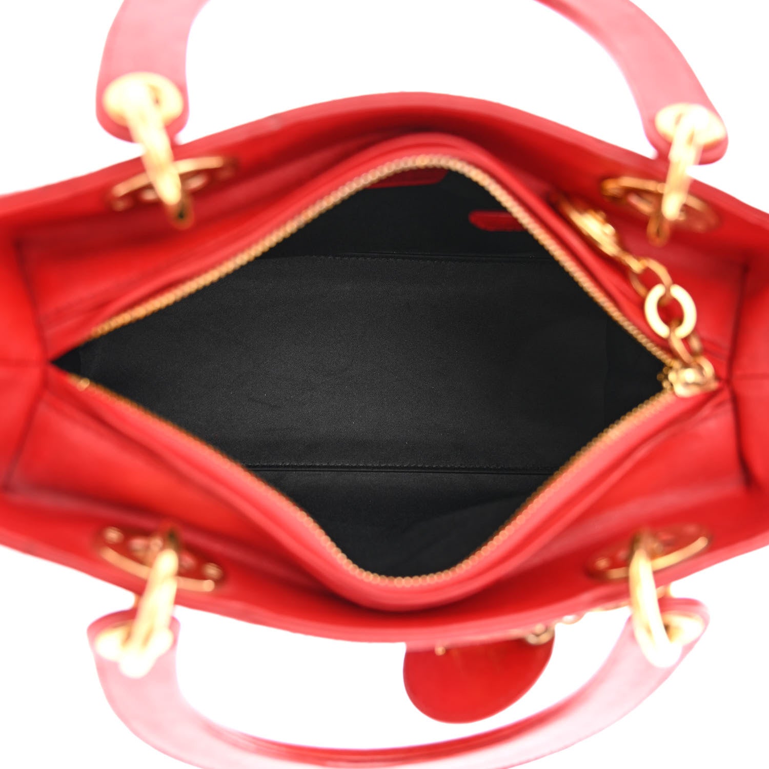 Christian Dior Calfskin Laser Cut Medium Lady Dior Red 5 of 14
