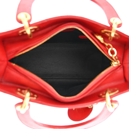 Christian Dior Calfskin Laser Cut Medium Lady Dior Red 5 of 14