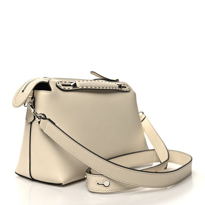 Fendi Vitello King Logo Embossed Medium By The Way Boston Bag White Ice 3 of 15