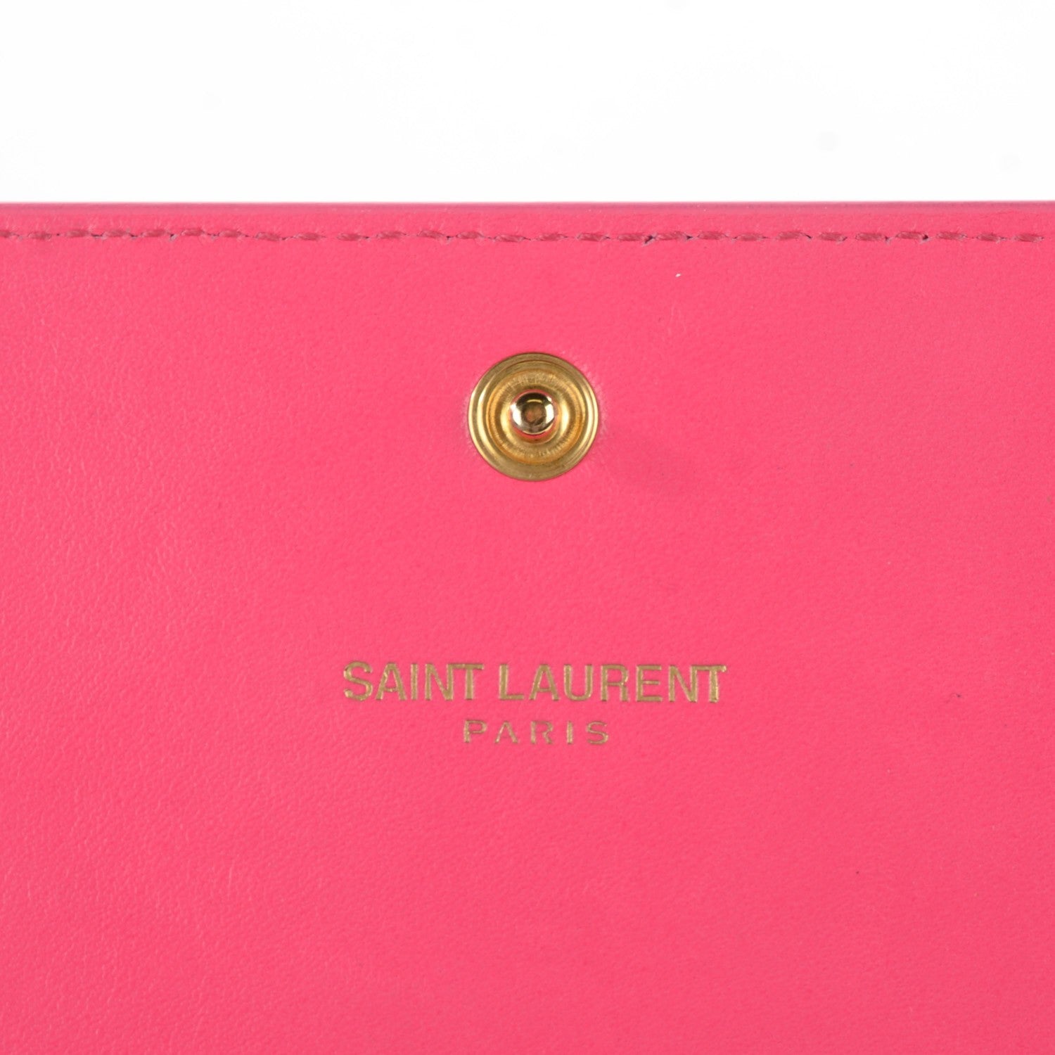 Saint Laurent Patent Grain de Poudre Classic Large Letters Flap Wallet Bubblegum 6 of 8