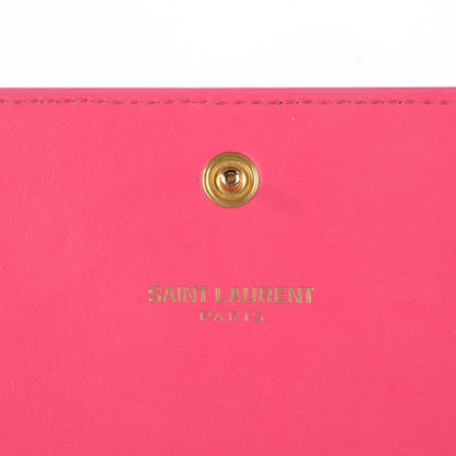 Saint Laurent Patent Grain de Poudre Classic Large Letters Flap Wallet Bubblegum 6 of 8