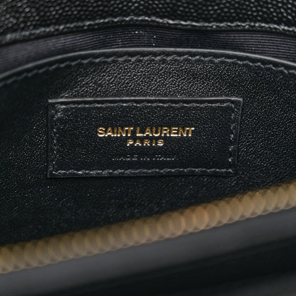 Saint Laurent Grain de Poudre Calfskin Y Quilted Monogram Small Loulou Chain Satchel Black 6 of 11