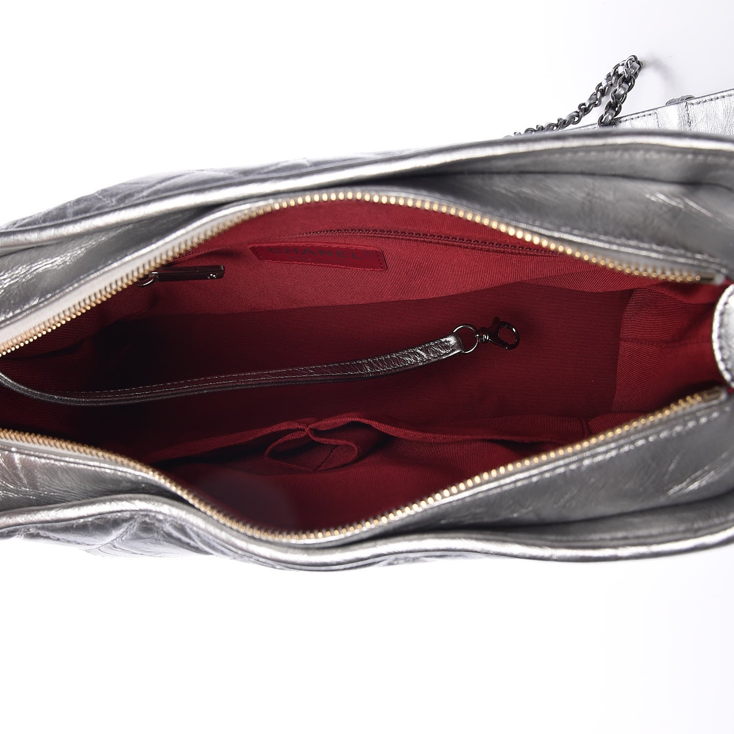 Chanel Metallic Lambskin Calfskin Quilted Medium Gabrielle Hobo Silver 5 of 9