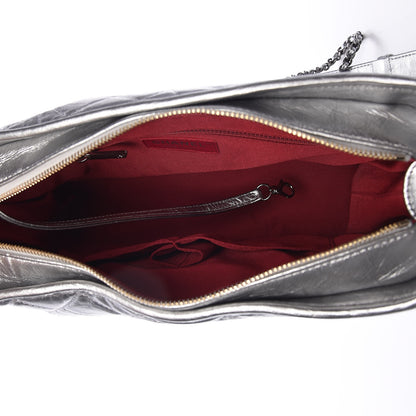 Chanel Metallic Lambskin Calfskin Quilted Medium Gabrielle Hobo Silver 5 of 9