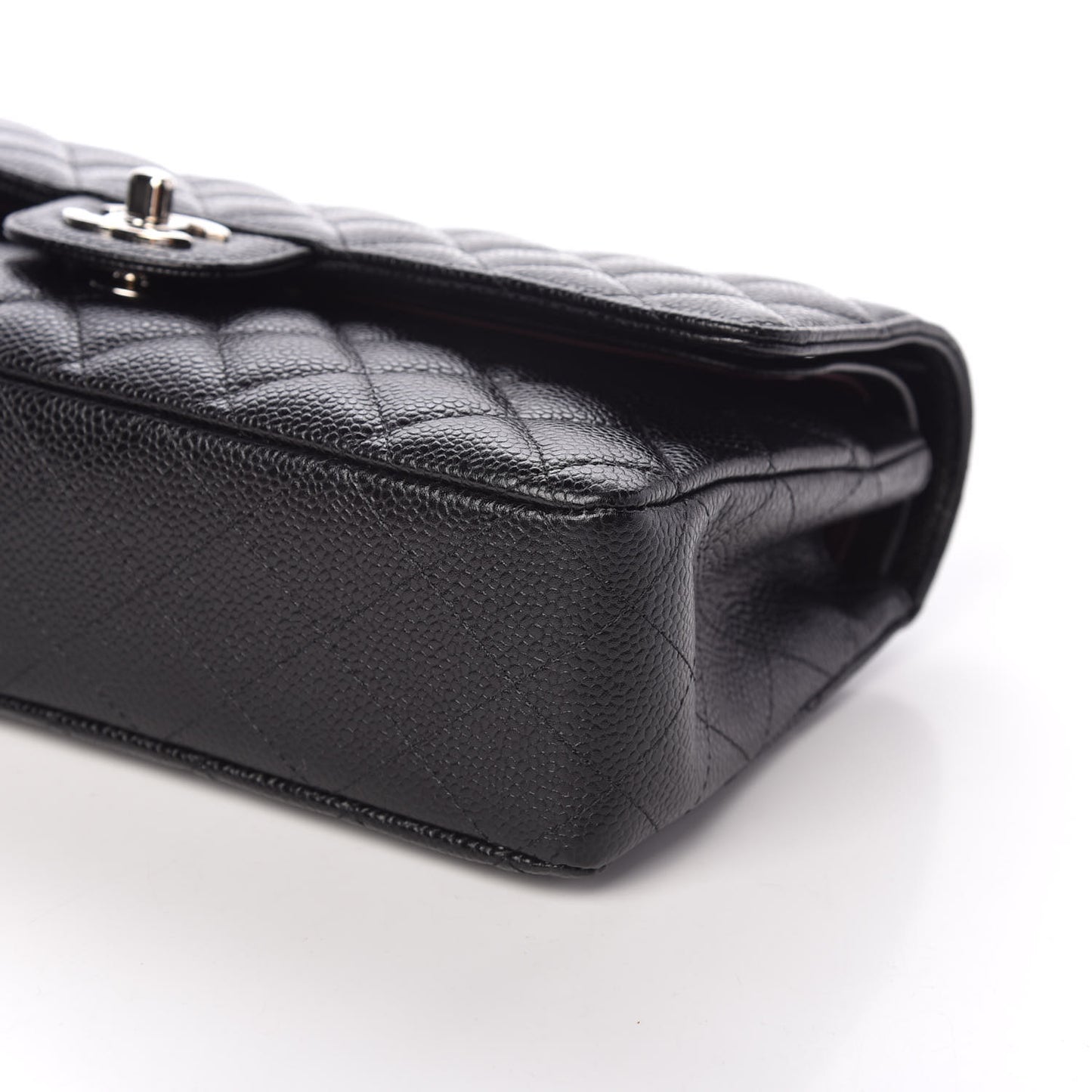 Caviar Quilted Medium Double Flap Black