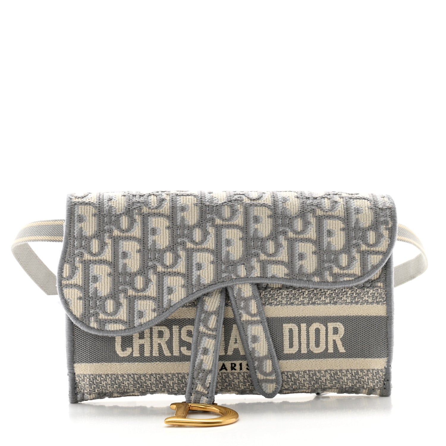 Christian Dior Oblique Slim Saddle Pouch Grey 1 of 11