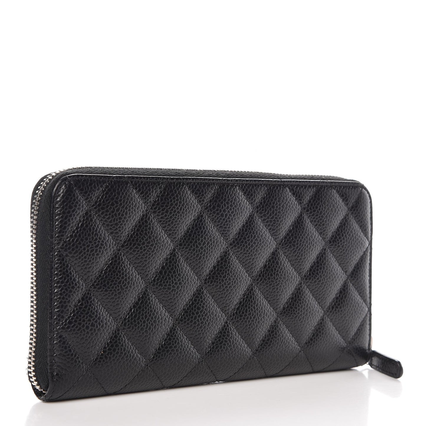 Caviar Quilted Large Gusset Zip Around Wallet Black