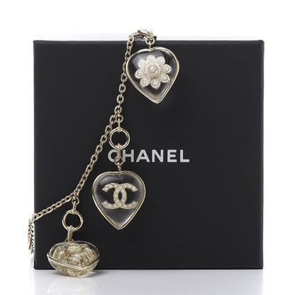 Chanel Resin Pearl Heart CC Pendant Necklace Gold 8 of 8