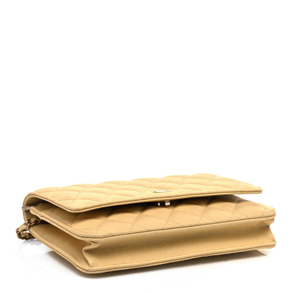 Chanel Caviar Quilted Wallet on Chain WOC Light Yellow 4 of 10