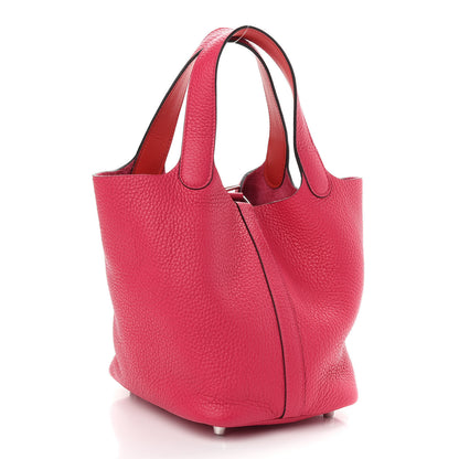 Hermes Taurillon Clemence Swift Eclat Picotin Lock 18 PM Rose Mexico Rouge De Coeur 3 of 8